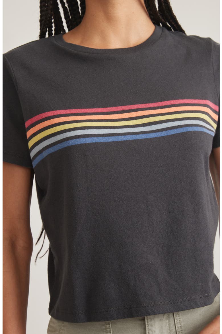Easy Rainbow Stripe Crop T-Shirt, Alternate, color, FADED BLACK