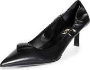 Prada Ruched Logo Kitten Heel Pump