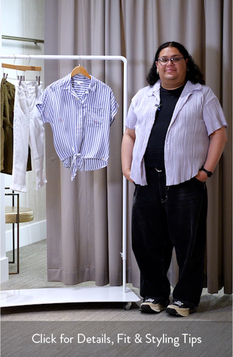 beachlunchlounge Rosie Embroidered Tie Front Short Sleeve Button