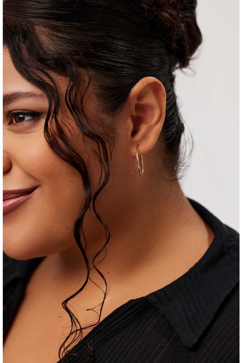 Small Gold Hoop Earrings - Gold Slim Hoops Large, Alternate, color, Gold