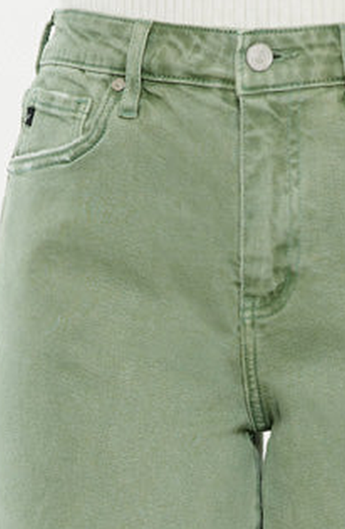 Kancan High Rise Cropped Wide Leg Jean In Olive In Green