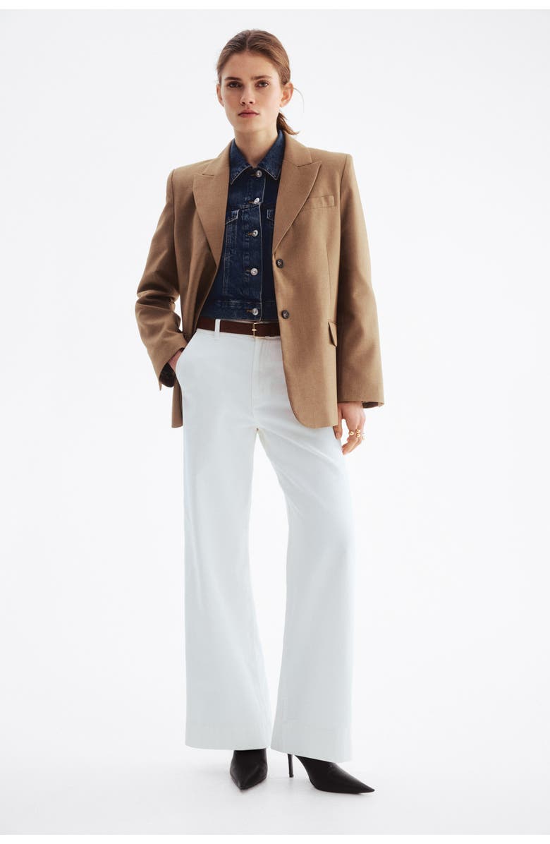 H&M Wide belted twill pants, Main, color, White
