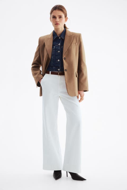 Wide belted twill pants