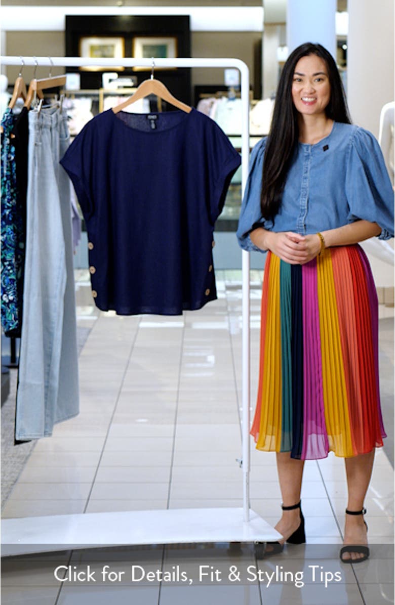 Side Button Linen Blend Top, sales video thumbnail