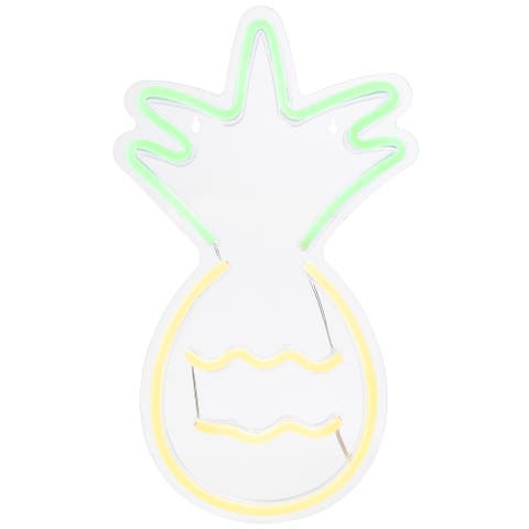 LED Pineapple Neon Lighted Wall Art - 16" - Yellow and Green