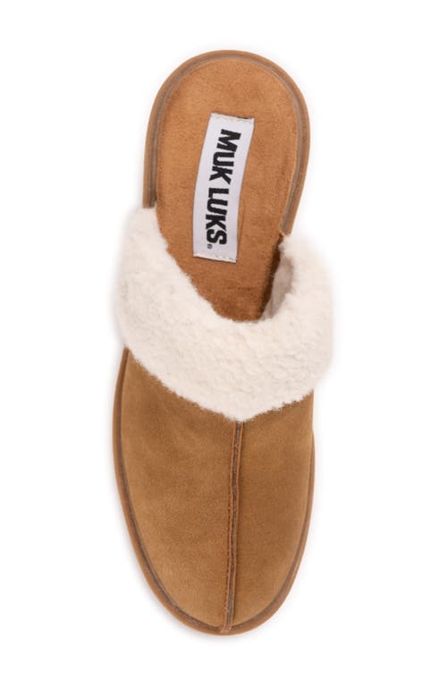 Muk Luks Sophia Faux Fur Trim Mule In Brown