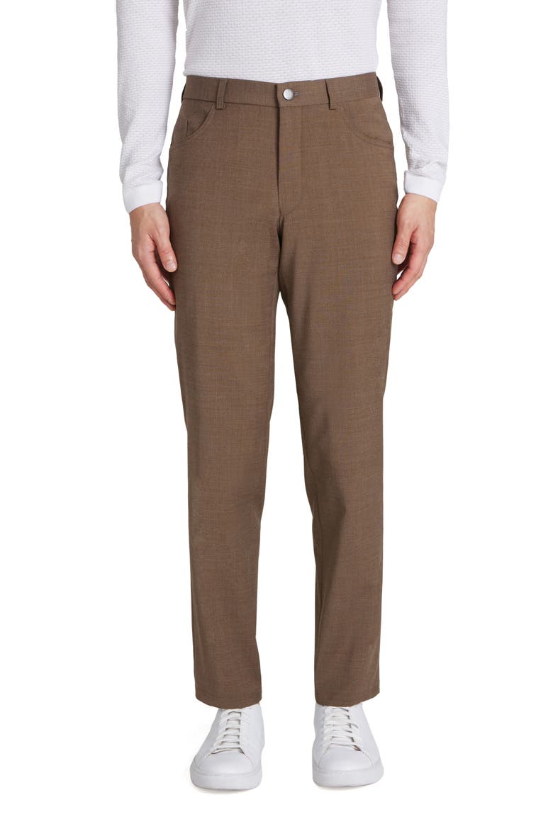 Sage Five-Pocket Trousers, Main, color, MID BROWN