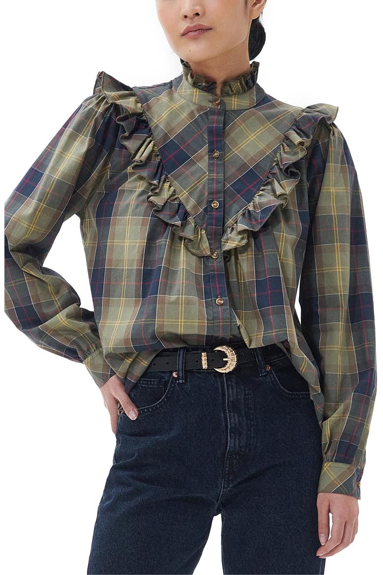 Holwick Plaid Ruffle Cotton Blouse, Main, color, CLASSIC TARTAN