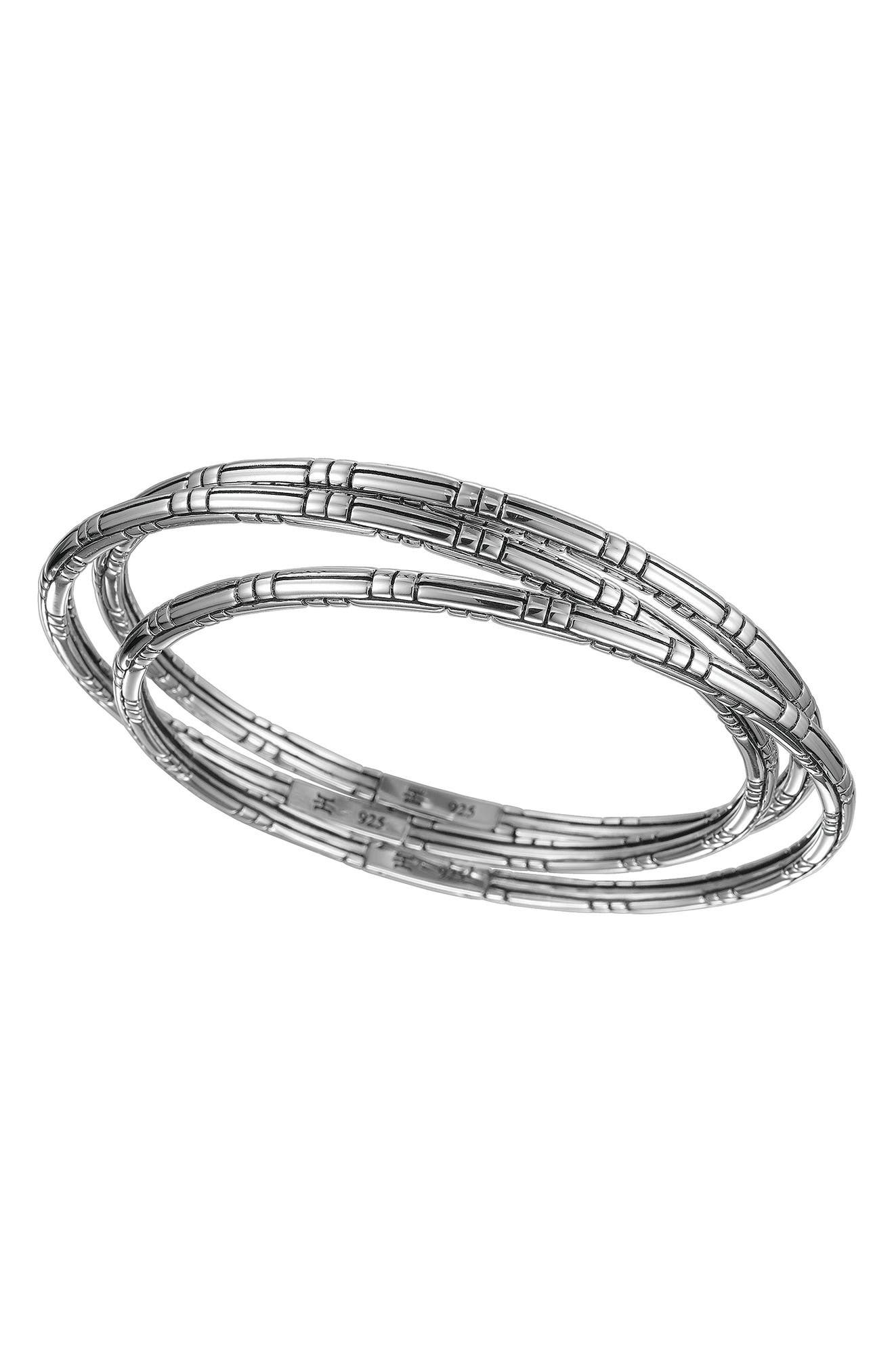 John Hardy Bedeg Sterling Silver Bangle Bracelet Set