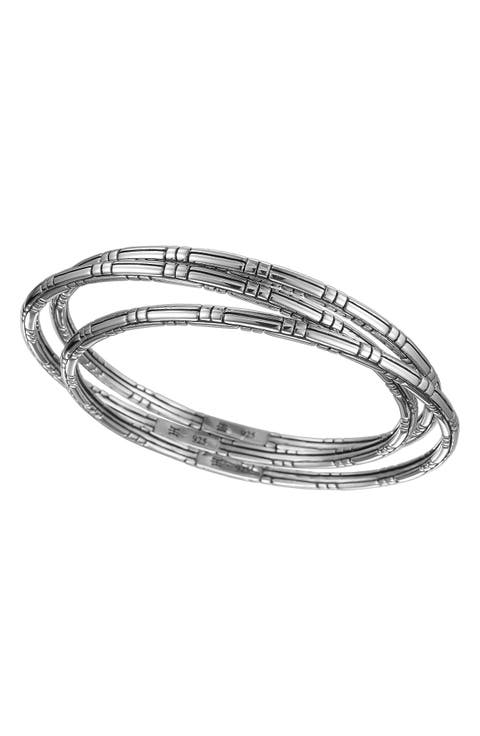 Bedeg Sterling Silver Bangle Bracelet Set