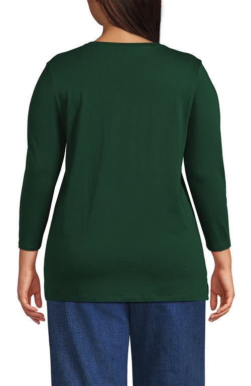Lands' End Plus Size 3/4 Sleeve Cotton Supima Tunic In Green