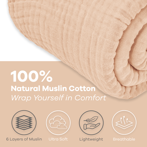 Comfy Cubs Adult Muslin Blanket In Neutral