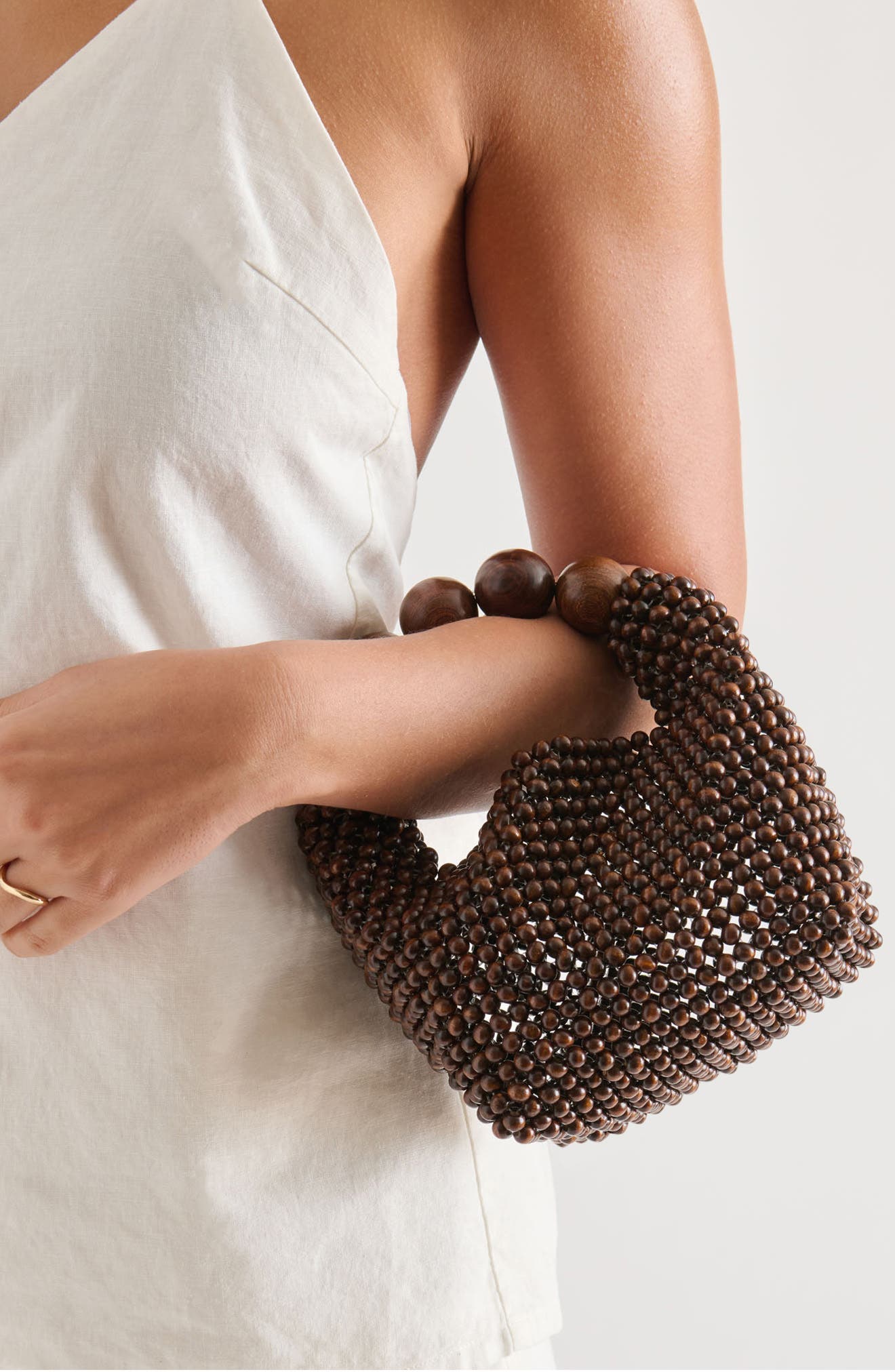 Clover Bead Top Handle Bag, Alternate, color, CHOCOLATE