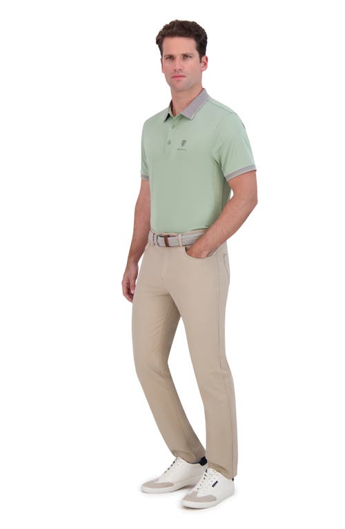 Ben Sherman Checker Rib Air Piquè Golf Polo In Green