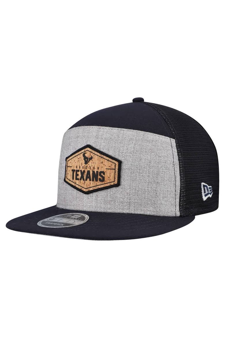 Men's New Era  Gray/Navy Houston Texans Cork Split Panel 9FIFTY Trucker Snapback Hat, Main, color, Gray