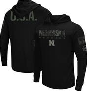 COLOSSEUM Men's Colosseum Black Nebraska Huskers OHT Military Appreciation Hoodie Long Sleeve T-Shirt