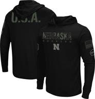 COLOSSEUM Men's Colosseum Black Nebraska Huskers OHT Military Appreciation Hoodie Long Sleeve T-Shirt