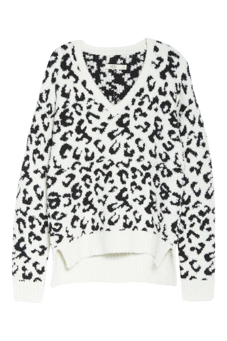 UGG Cecilia V-Neck Sweater, Alternate, color, SNOW LEOPARD