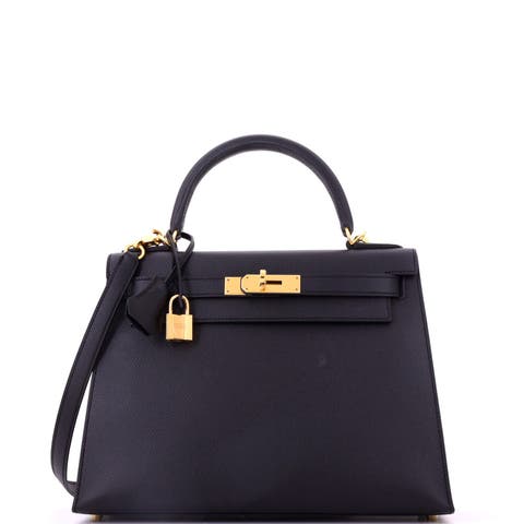 Kelly Handbag Black Epsom with Gold Hardware 28
