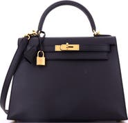 Pre-Owned Hermes Kelly Handbag Black Epsom with Gold Hardware 28