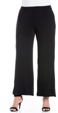 24seven Comfort Apparel Elastic Waist Flared Leg Palazzo Pants