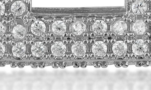 Cz By Kenneth Jay Lane Cz Pave Box Link Drop Earrings In Silver