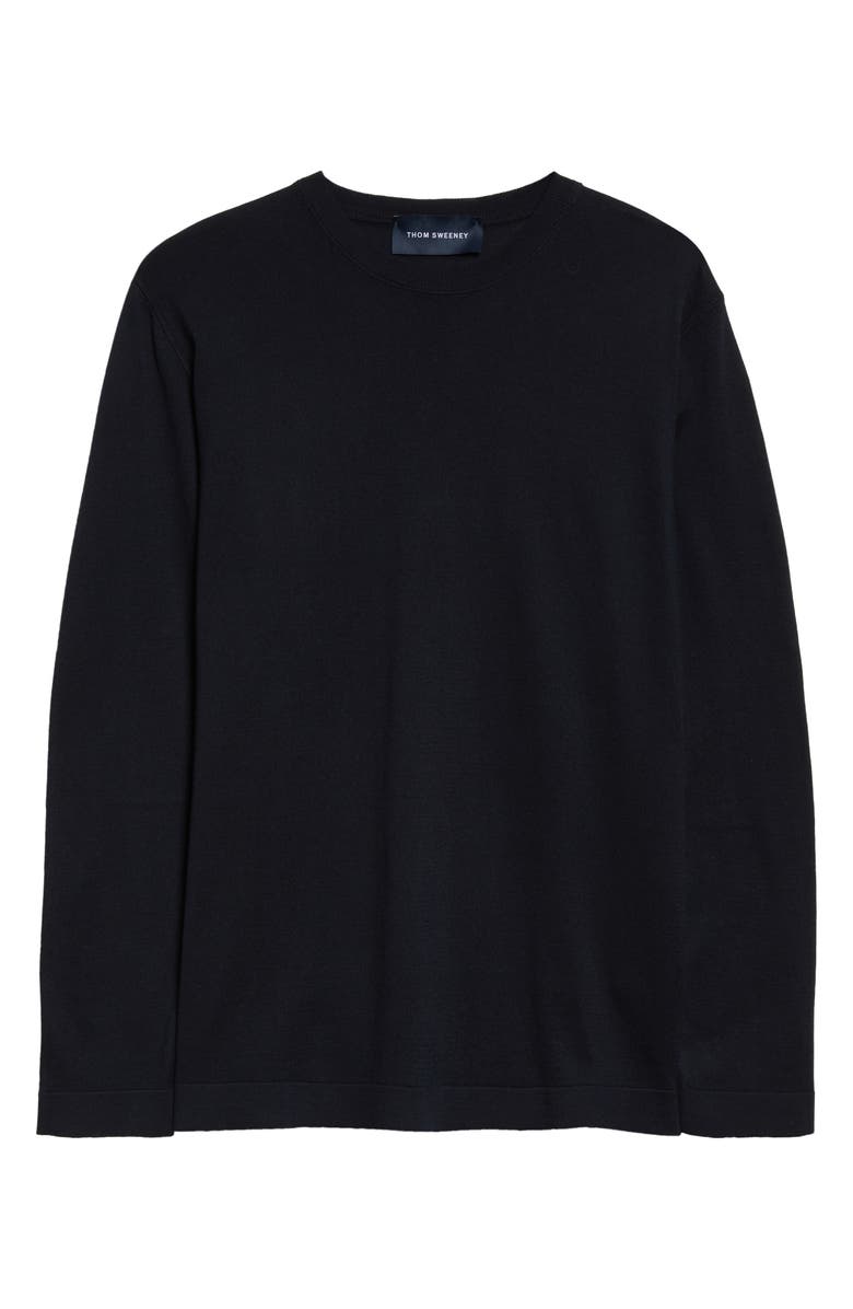 Thom Sweeney Fine Gauge Cotton & Cashmere Sweater, Alternate, color, Navy