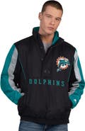 STARTER Men's Starter Black Miami Dolphins Thursday Night Gridiron Vintage Logo Half-Zip Jacket