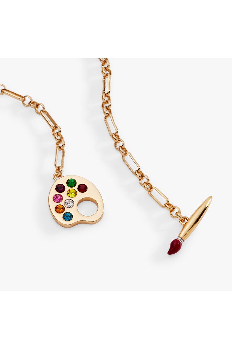 Artist Palette & Paint Brush Toggle Necklace, Alternate, color, Gold