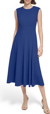 Calvin Klein Scuba Crepe Fit & Flare Dress