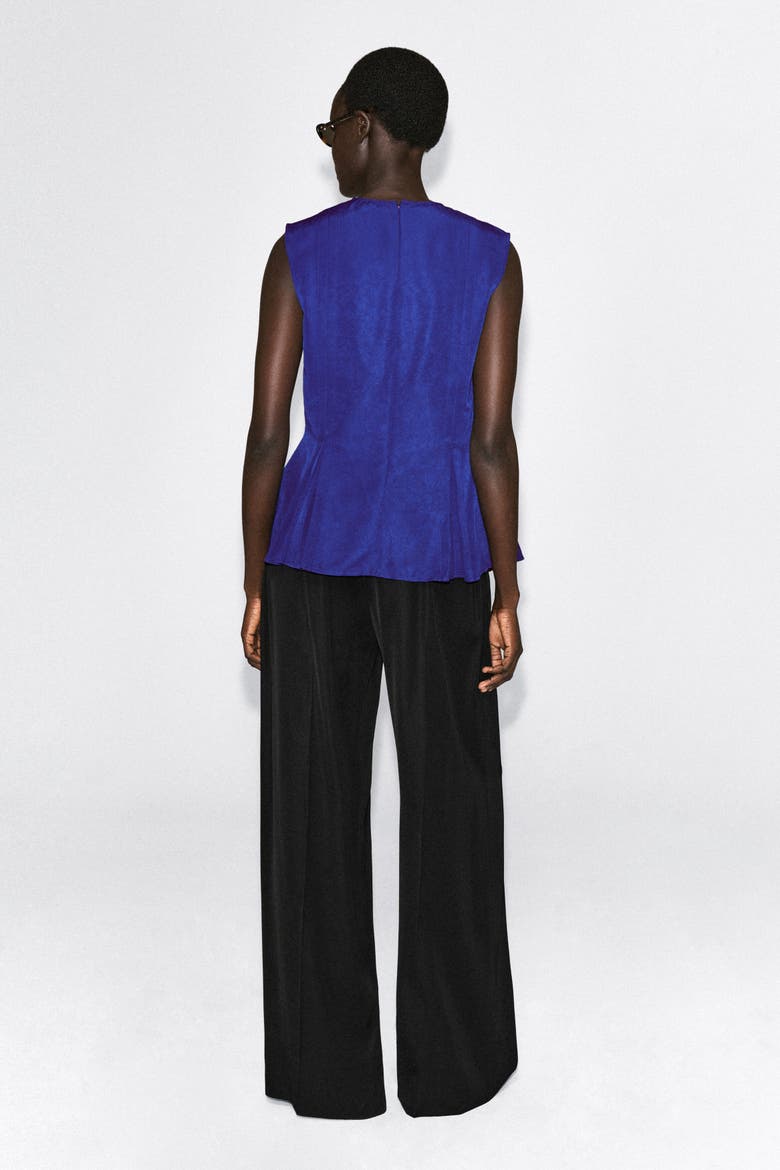 Pleated Peplum Top, Alternate, color, COBALT BLUE