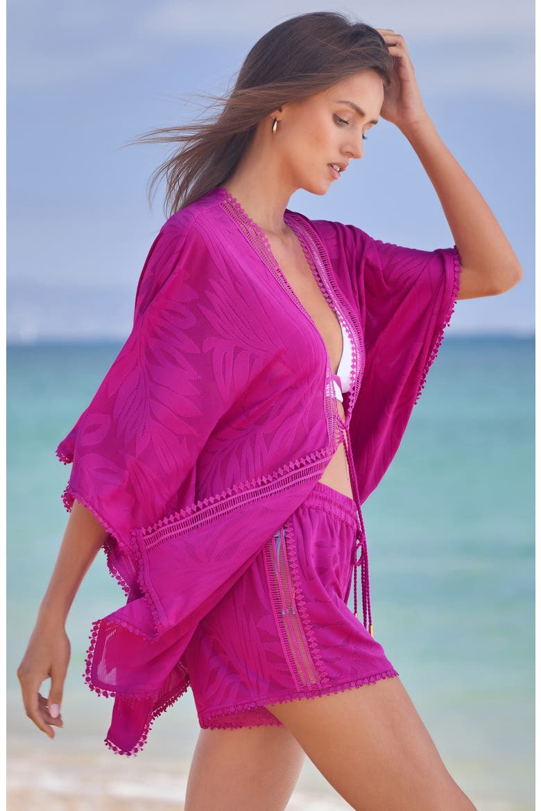 Catamaran Beach Cover-Up Shorts, Alternate, color, AZALEA