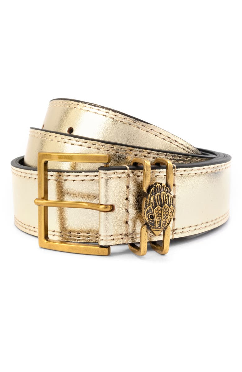 Kurt Geiger London Shoreditch Metallic Leather Belt, Main, color,