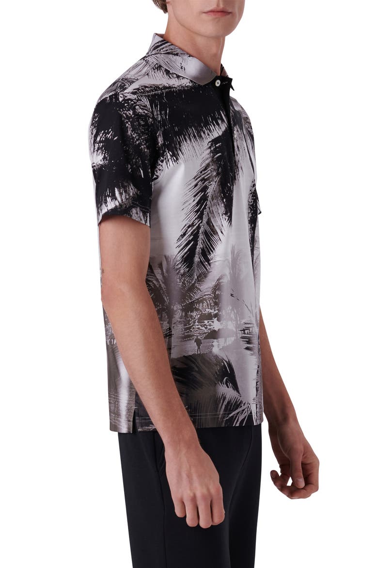 Digital Print Cotton Polo Shirt, Alternate, color, BLACK