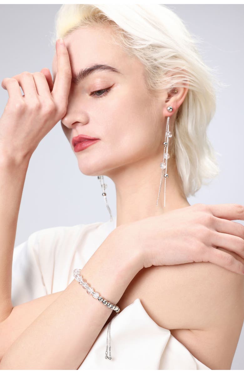 Classicharms FrostLily Azeztulite Crystal and Bead Drop Earrings, Alternate, color, Silver