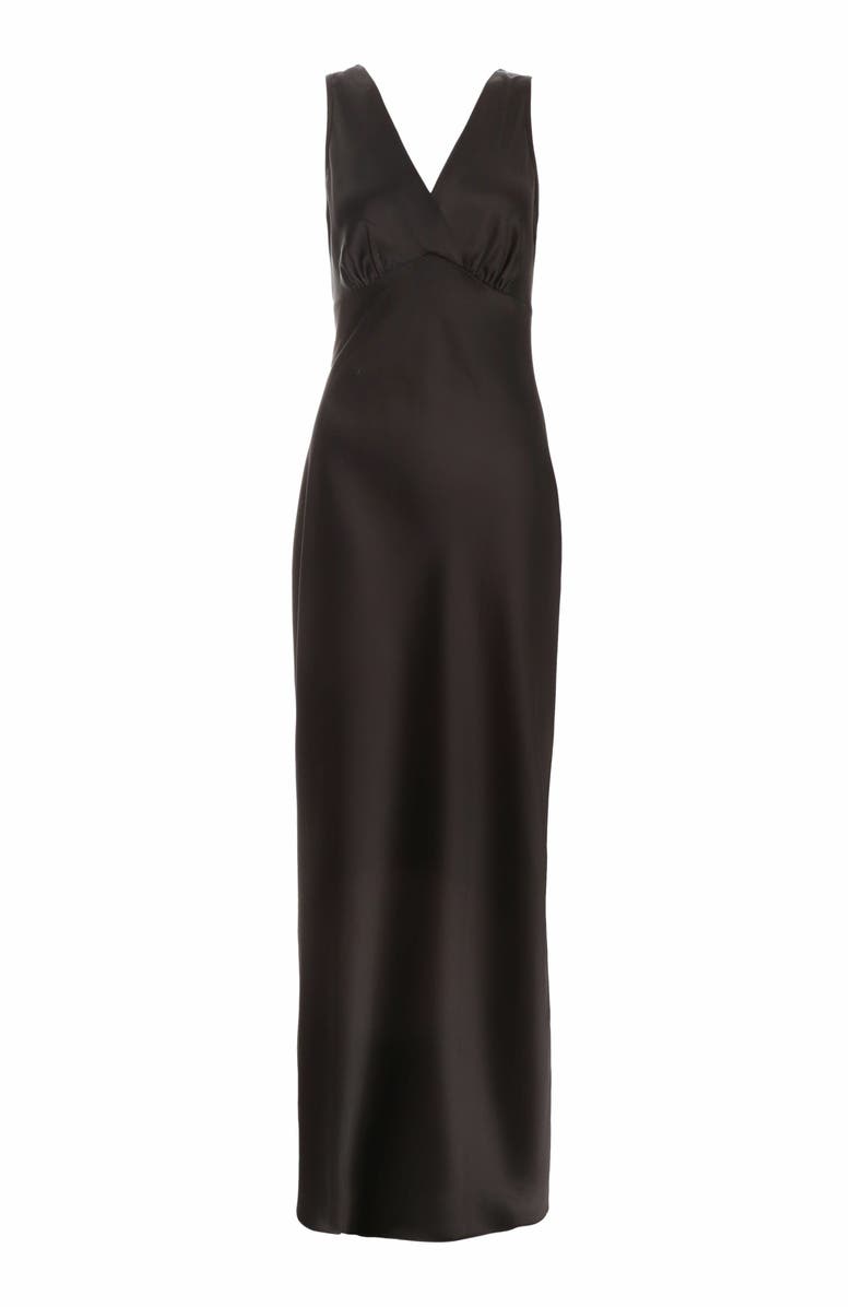 QUIZ Satin Wrap Front Maxi Dress, Alternate, color, Black