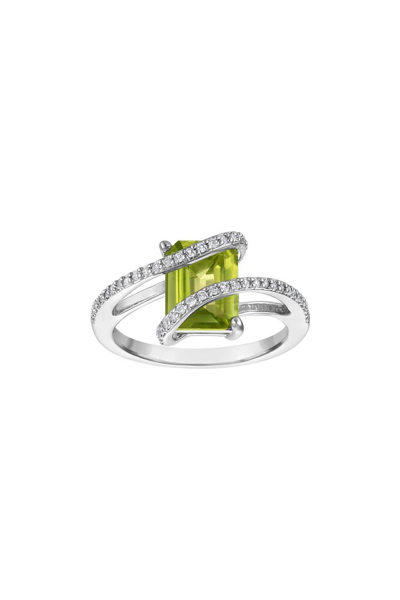 Emerald Cut Peridot Bypass Ring, Main, color, GREEN