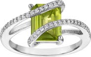 FZN Emerald Cut Peridot Bypass Ring