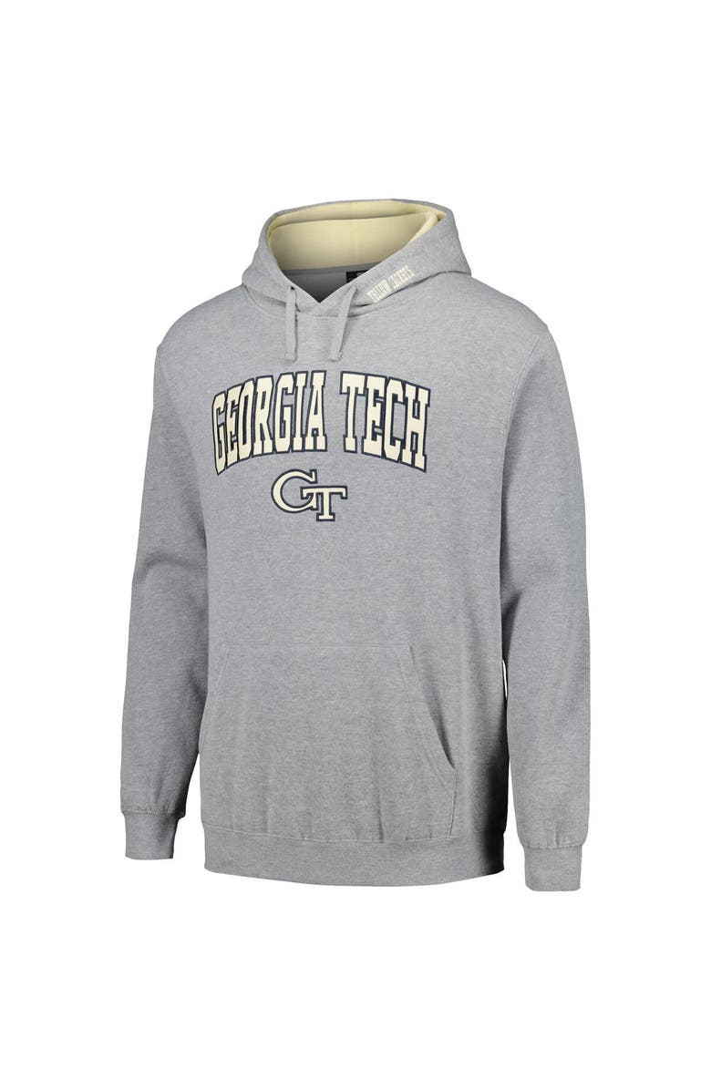 COLOSSEUM Men's Colosseum Heathered Gray Georgia Tech Yellow Jackets Arch & Logo 3.0 Pullover Hoodie, Alternate, color, Heather Gray