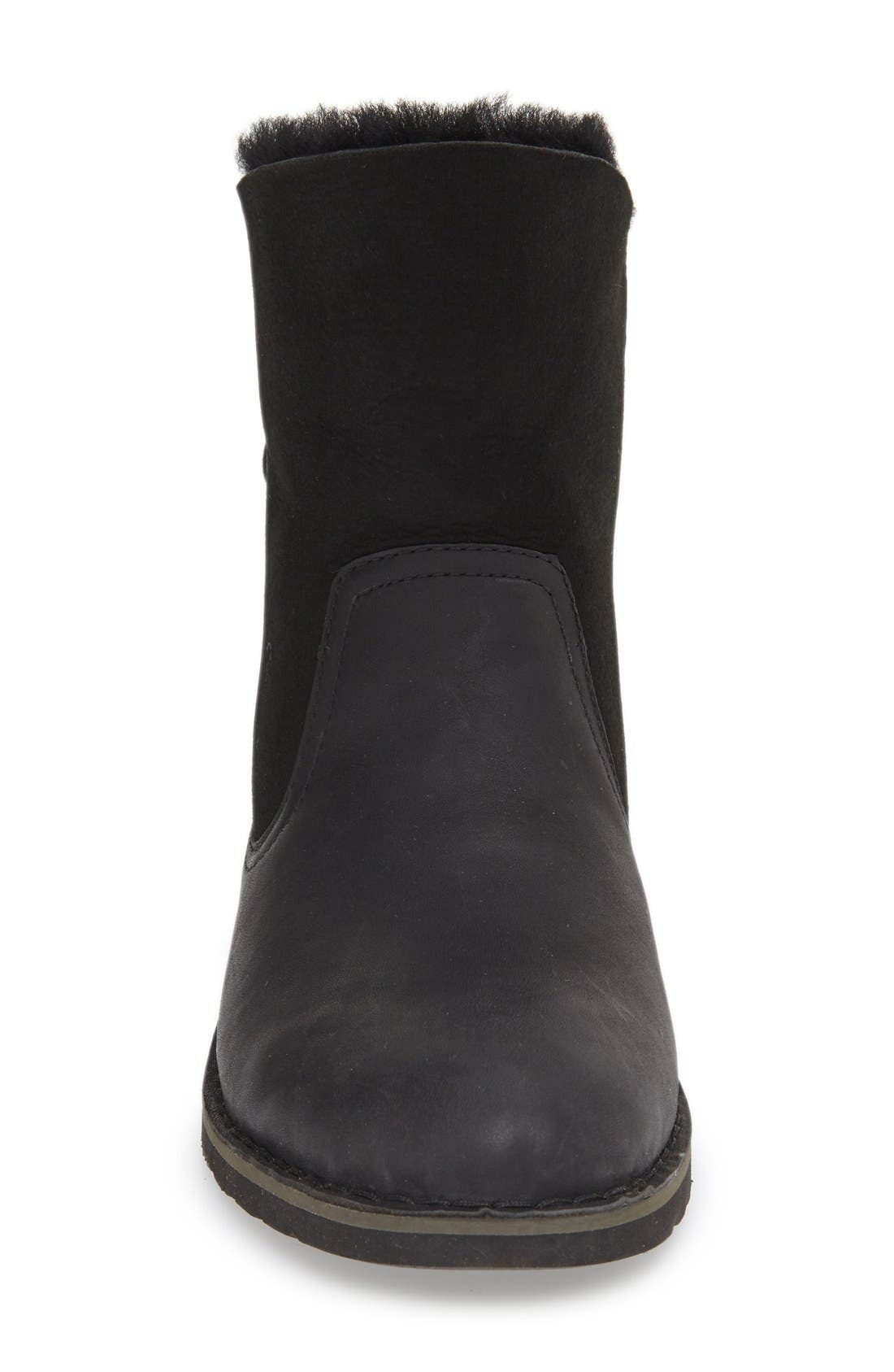 Naiyah Lace-Back Genuine Shearling Boot, Alternate, color, BLACK LEATHER