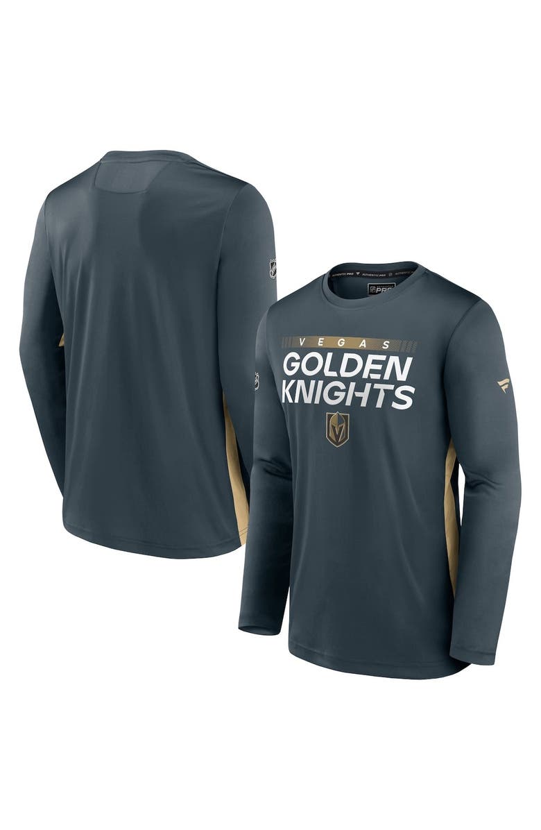 FANATICS Men's Fanatics Branded Gray Vegas Golden Knights Authentic Pro Rink Performance Long Sleeve T-Shirt, Main, color, 