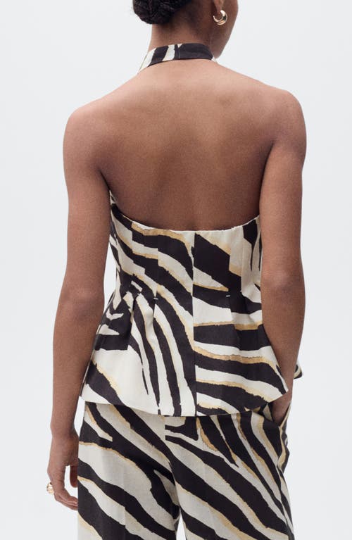 Mango Zebra Stripe Halter Vest In Beige