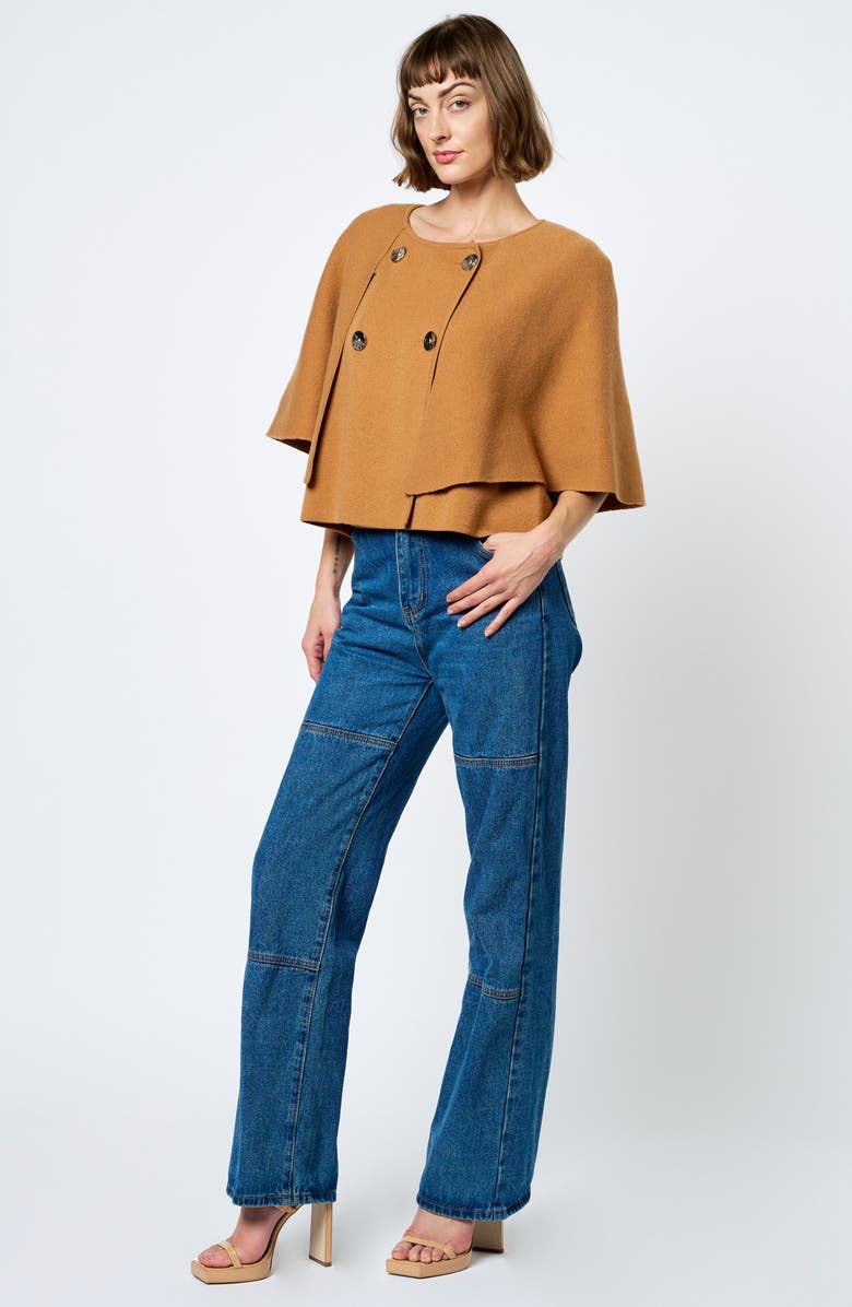 CIEBON Fanny Double Breasted Crop Top, Alternate, color, Brown