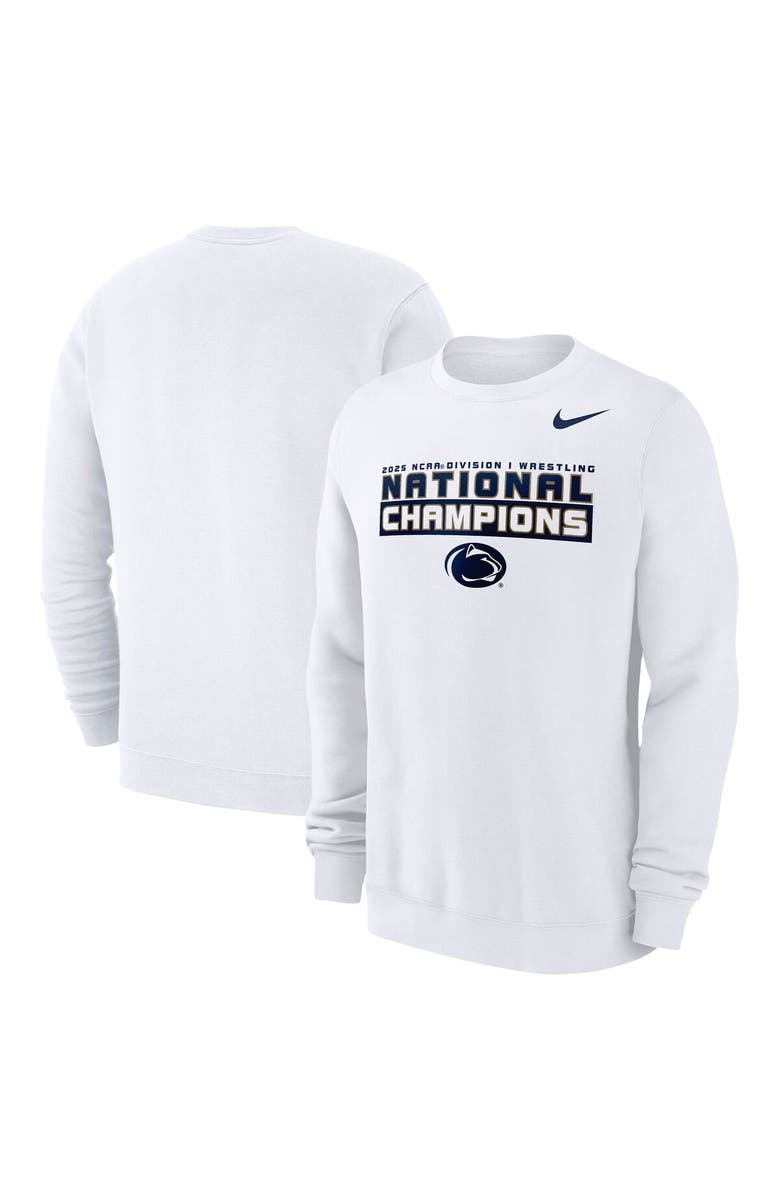 Nike Men's Nike White Penn State Nittany Lions 2025 NCAA Wrestling National Champions Club Fleece Pullover Sweatshirt, Alternate, color, White