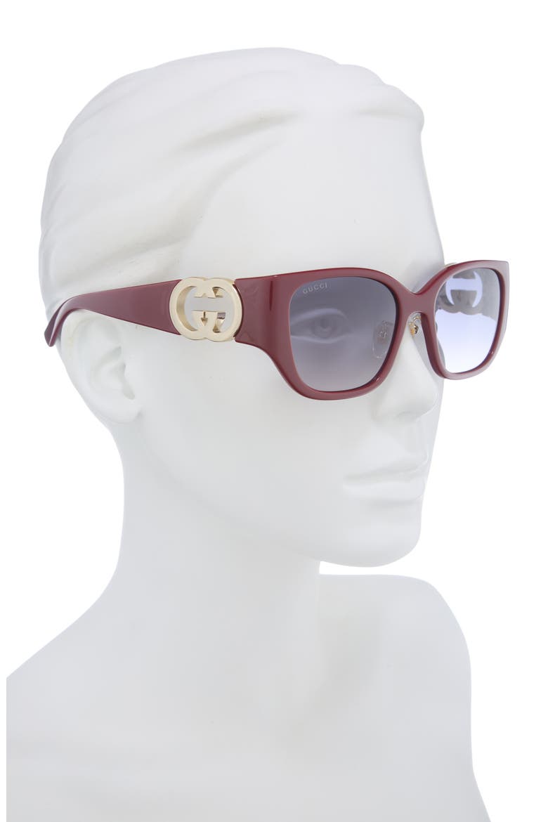 55mm Square Sunglasses, Alternate, color, BURGUNDY BURGUNDY GREY