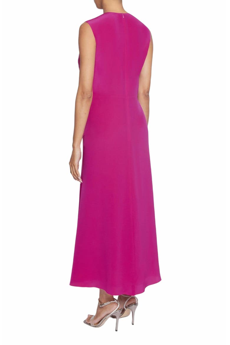 Kay Sleeveless Silk Fit and Flare Keyhole Midi Dress, Alternate, color, MAGENTA
