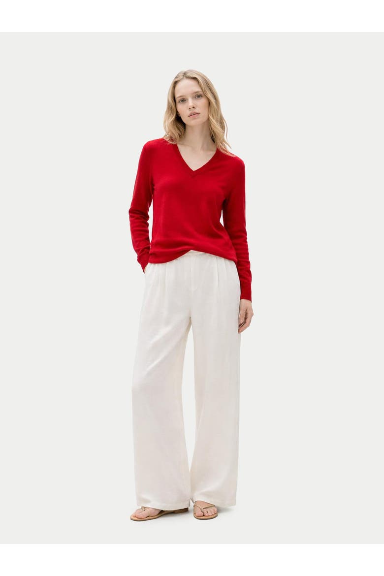 Timeless Cashmere V-Neck Sweater, Alternate, color, chili pepper