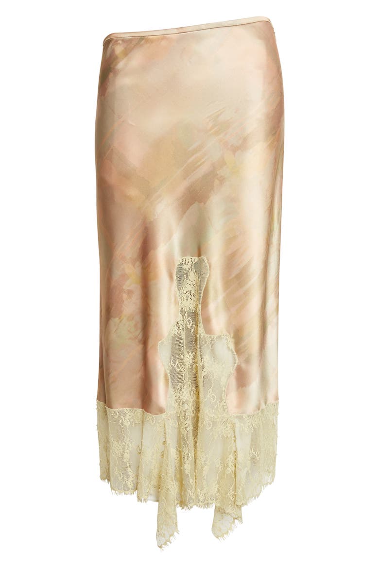 Hiss Crepe & Lace Midi Skirt, Alternate, color, OLIVE GUA SHA