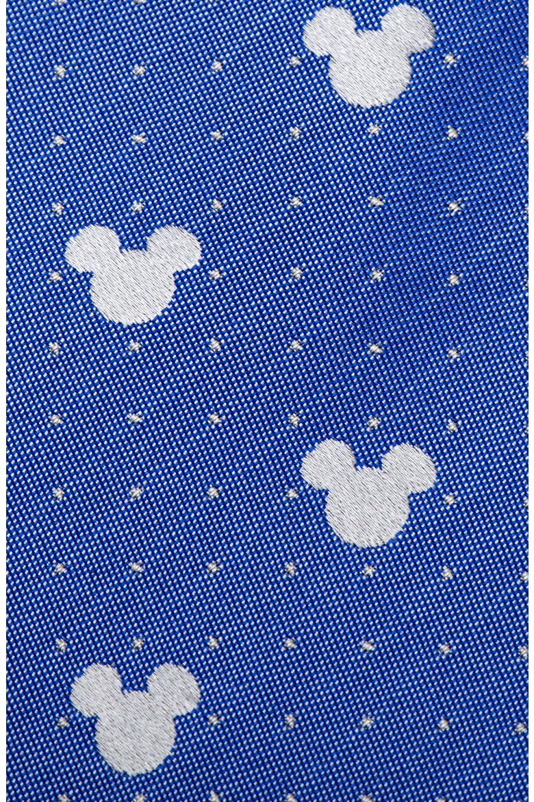 Mickey Mouse Pin Dot Silk Tie, Alternate, color, BLUE/ GREY