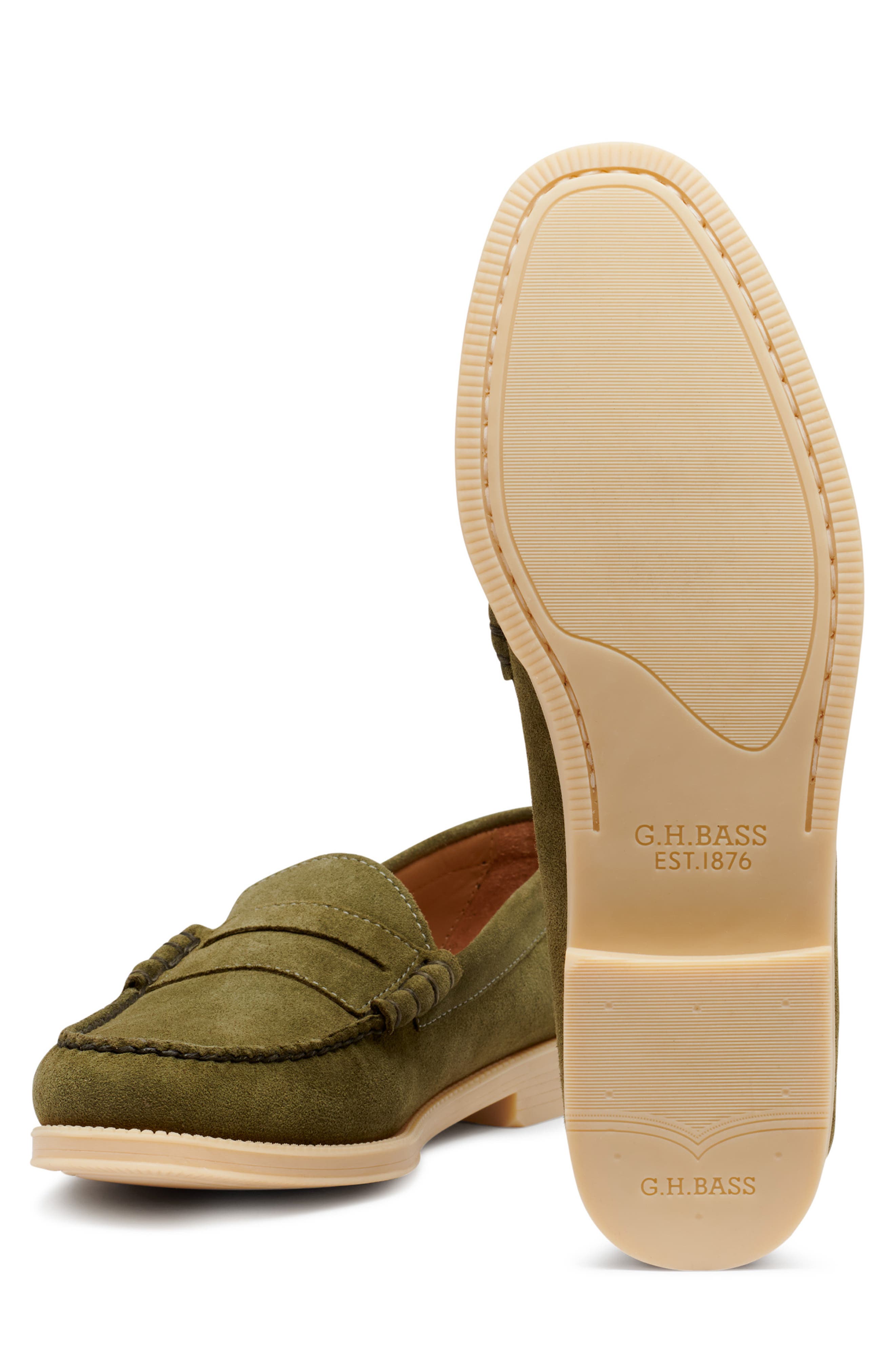 G.H. Bass Larson Buc Weejun Olive Suede Penny Loafers Men’s  US 12/ EU 45 NIB Weejuns Larson Lug Penny Loafers – G.H.BASS 1876 main image 4